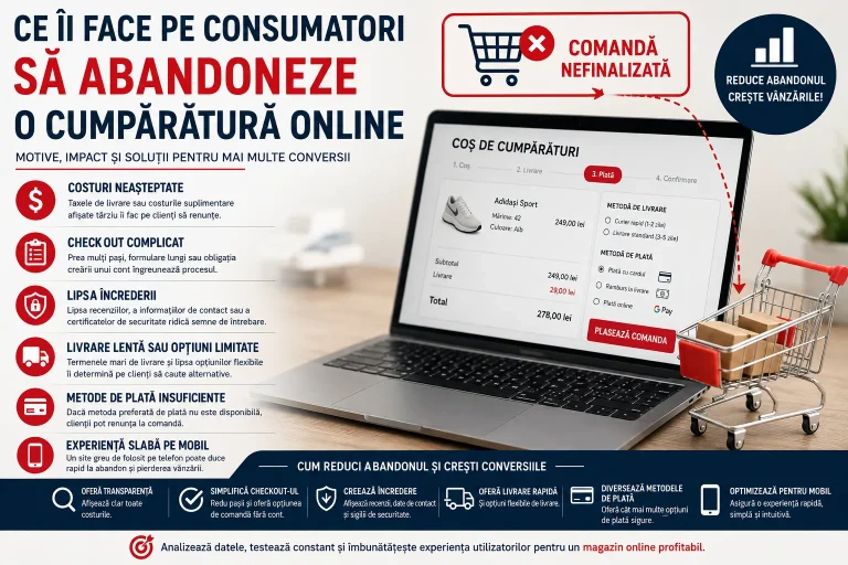Abandonarea cumpărăturilor online: ce îi face pe clienți să renunțe la comandă? abandonarea cumpărăturilor online